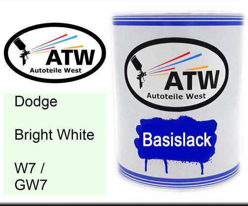 Dodge, Bright White, W7 / GW7: 1L Lackdose, von ATW Autoteile West.